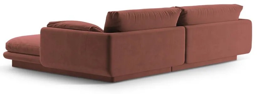 Colțar roz cu tapițerie din catifea (cu colț pe partea stângă /cu șezlong) Torino – Micadoni