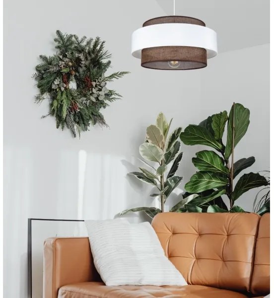 Lustră pe cablu CORSA 1xE27/60W/230V alb/maro