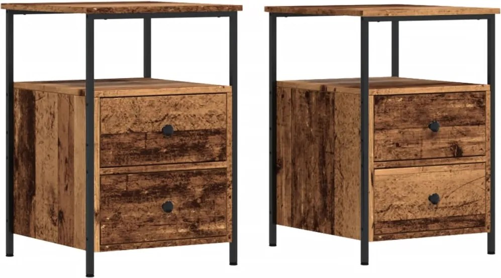 vidaXL Noptiere, 2 buc, lemn vechi, 34x35,5x50 cm, lemn prelucrat