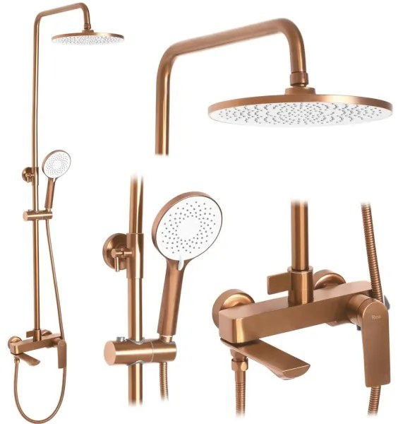 REA-P2418 - Set de duș cu baterie AVALON, cupru periat