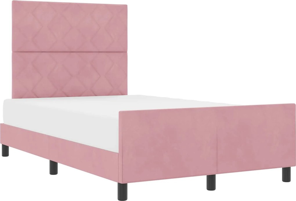 vidaXL Pat cu arcuri cu headboard Roz 120 x 200 cm Catifea