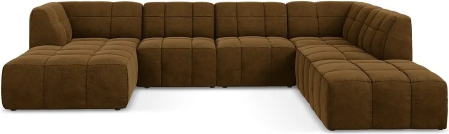 Colțar galben muștar cu tapițerie din catifea (în formă de "U") Aloha – Makamii