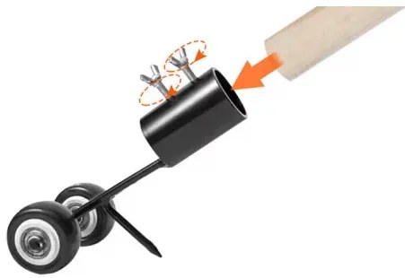 Extractor de buruieni cu roți și cârlig