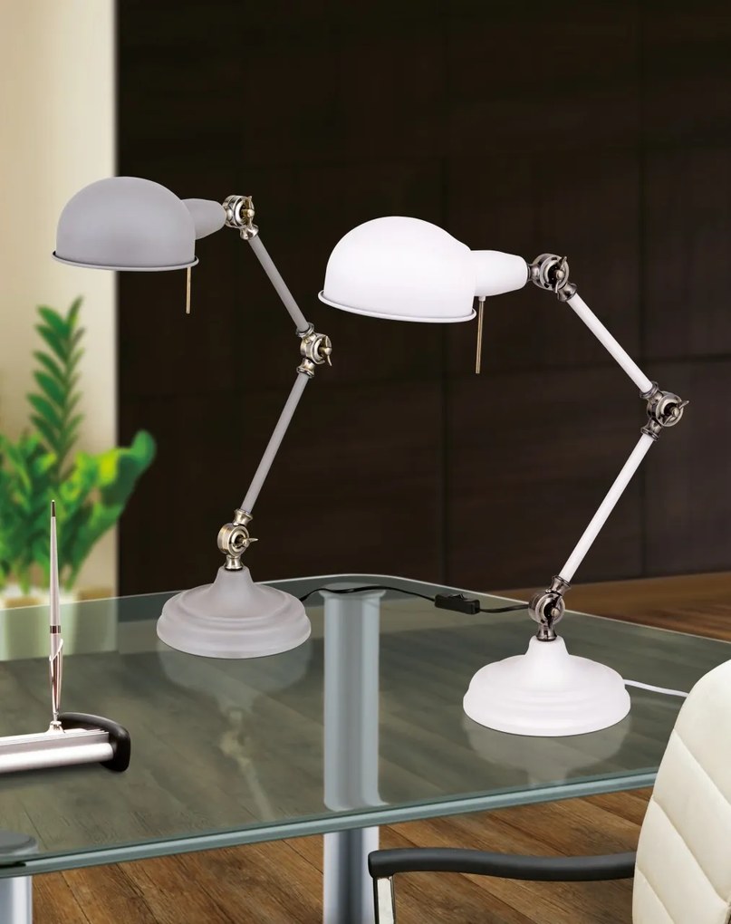 Veioza / Lampa de birou ajustabila stil retro Kermit alba