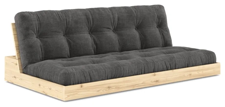 Canapea negru-gri antracit extensibilă cu tapițerie din catifea reiată 196 cm Base – Karup Design