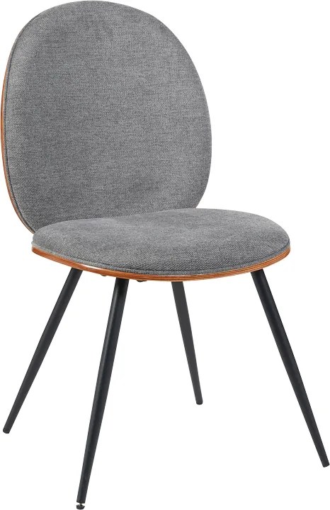 Scaun Bucatarie/Dining Neytt, Placat Cu Lemn Finisaj Nuc, Tapiterie Textil Gri