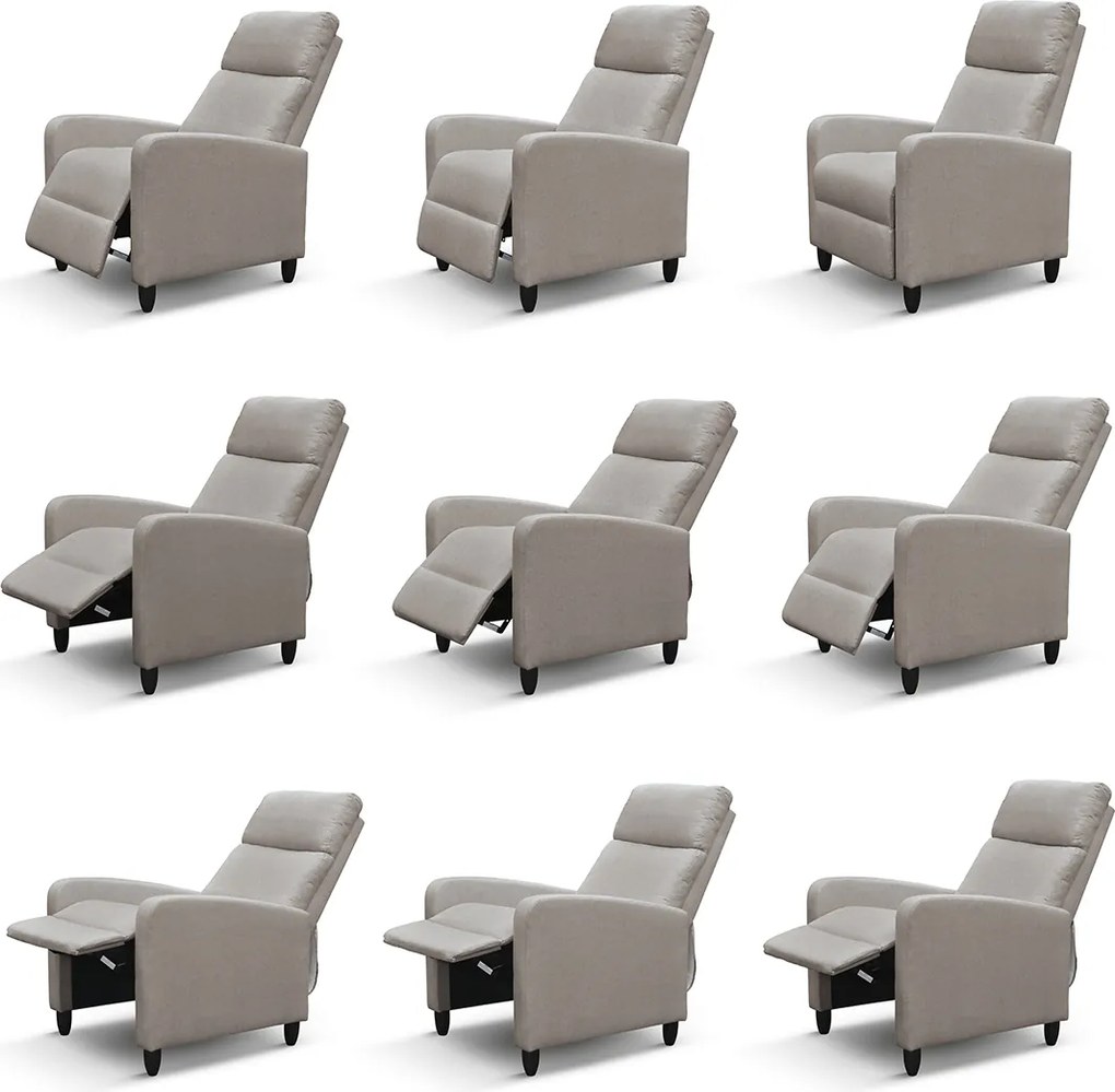 Fotoliu recliner Anna, țesătură, cadru metalic - BEJ