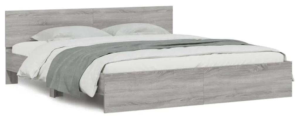 3207467 vidaXL Cadru de pat cu tăblie, gri sonoma, 180x200 cm