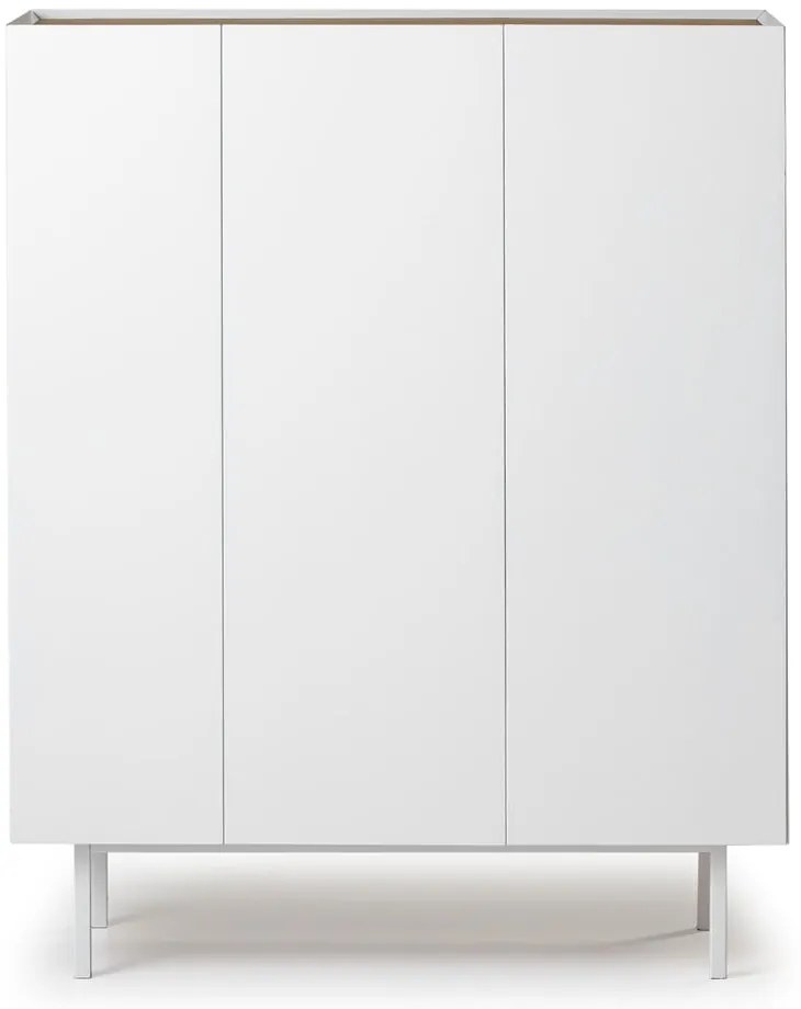 Comodă albă înaltă cu aspect de lemn de stejar 95x120 cm Arista – Teulat