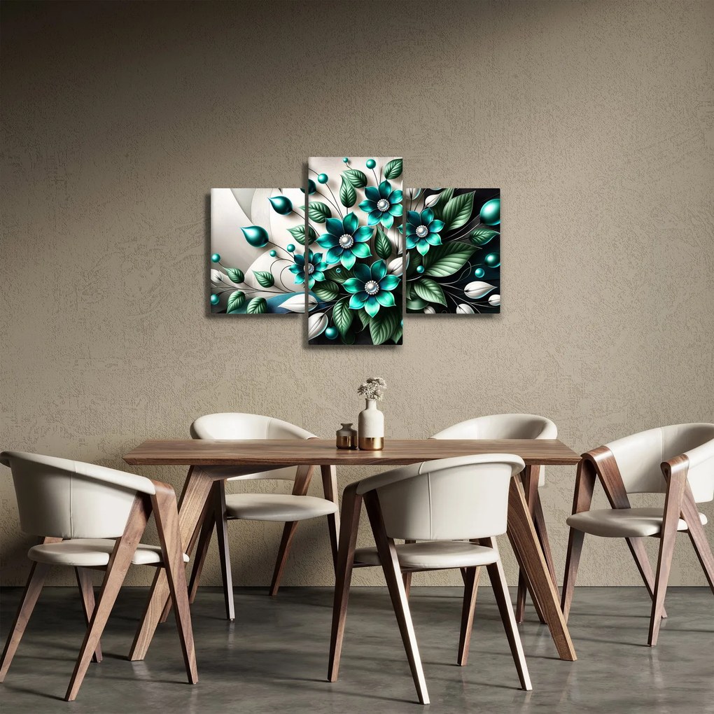 Tablou - Flori turcoaz 3D (90x60 cm)