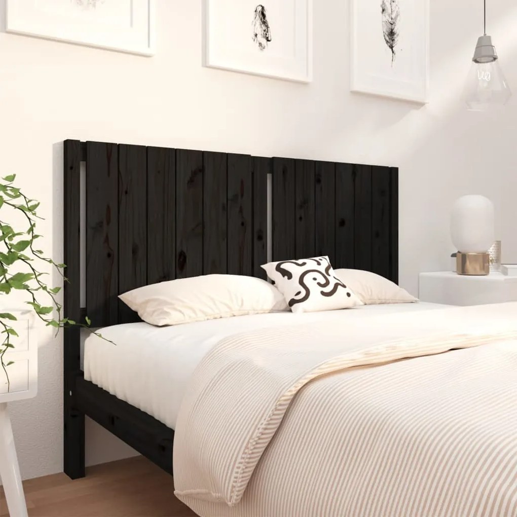 vidaXL Tăblie de pat, negru, 145,5x4x100 cm, lemn masiv de pin