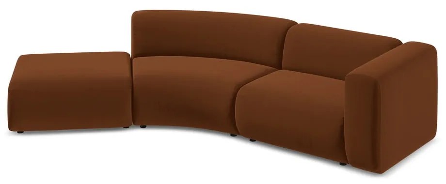 Șezlong portocaliu/maro cu tapițerie din catifea (cu colț pe partea stângă) Ekahi – Makamii