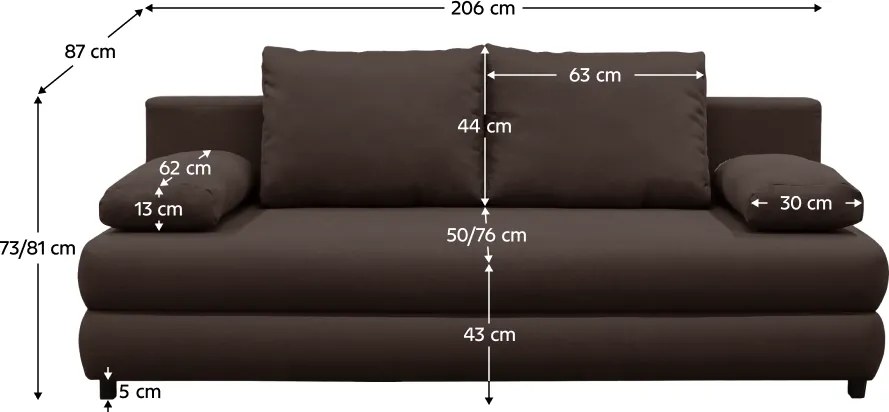Canapea extensibilă, ţesătură maro, BLUM