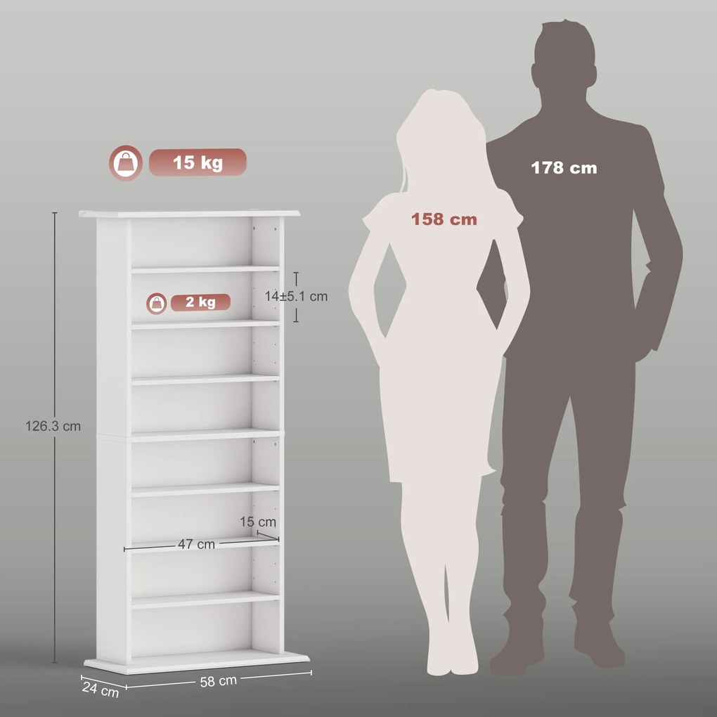 HOMCOM Unitate de Stocare 360 CD/185 DVD/185 Blu-ray - Alb | Aosom Romania