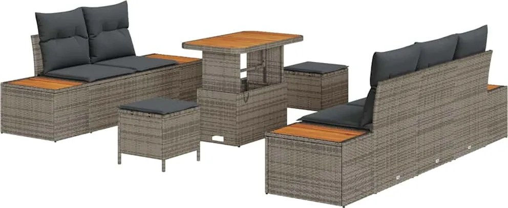 vidaXL Set de canapele pentru grădină 8 pcs Gri poliratan