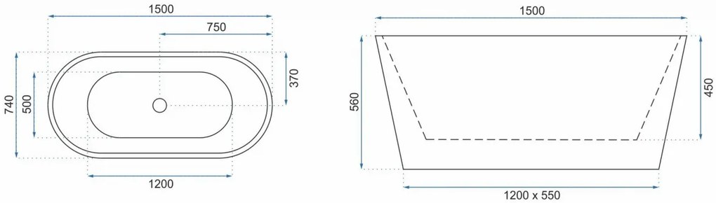 Cada freestanding Rea Milano 150x75 cm alb lucios