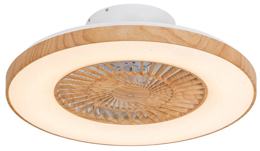 Ventilator de tavan cu imprimeu lemn 60cm incl. LED Dimmable cu telecomandă - Climo