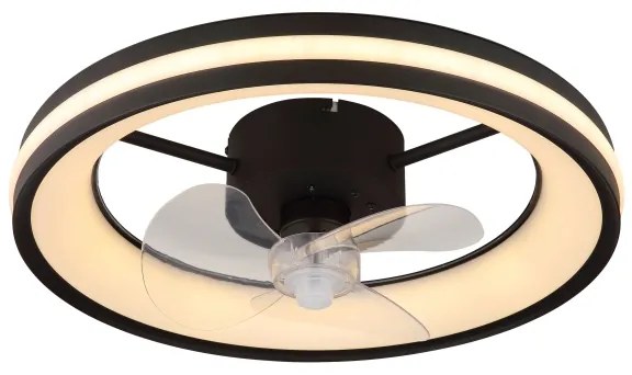 Plafonieră LED cu ventilator Globo 03650 GATIAN LED/30W/230V negru + telecomandă