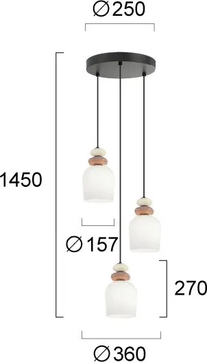 Candelabru suspendat pe cablu HILDA 3xE14/40W/230V negru/maro