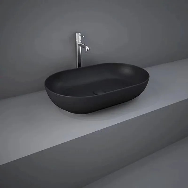 Lavoar oval negru mat Rak Feeling 55x35 cm