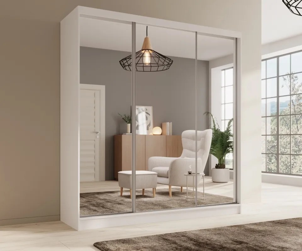 Dulap cu usi glisante si oglinda, 200x61x215 cm, Tola 200, ADRK Furniture (Culoare: Sonoma / Sonoma)