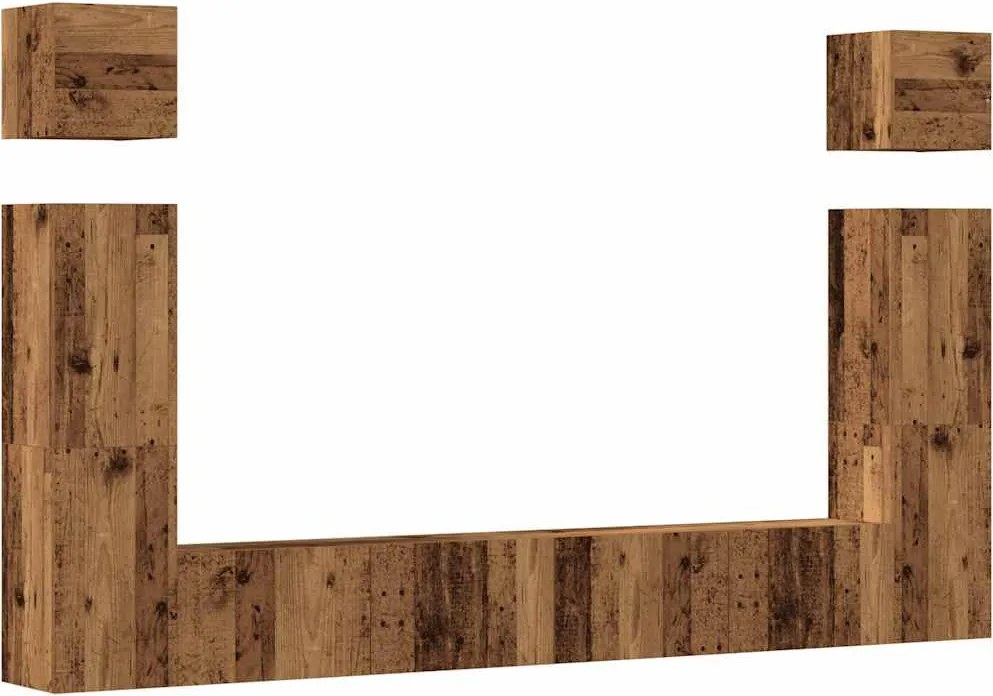 vidaXL Set dulap TV 6 piese montat pe perete lemn vechi lemn prelucrat