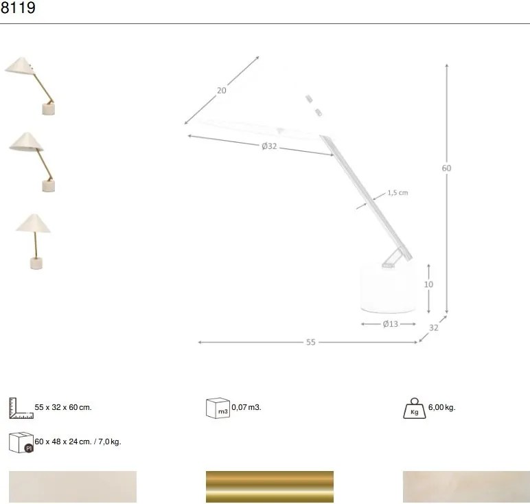 Lampa de masa din otel cu baza din marmura Contemporary