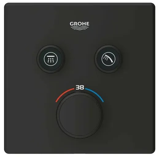 Baterie dus negru mat Grohe Grohtherm SmartControl termostatica patrata 2 iesiri