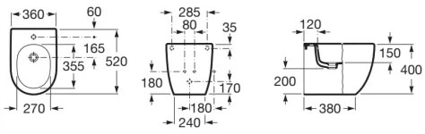 Roca A357247000 - Bideu de podea MERIDIAN ceramică/alb