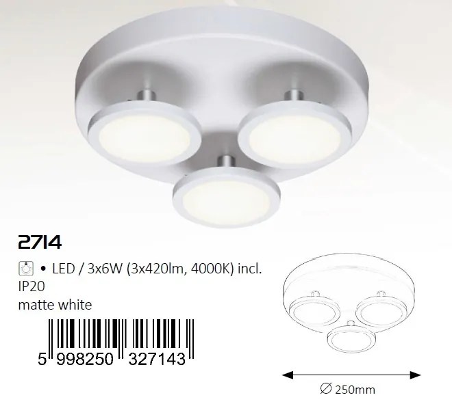 Plafoniera design minimalist cu 3 spoturi LED Elsa 2714 RX
