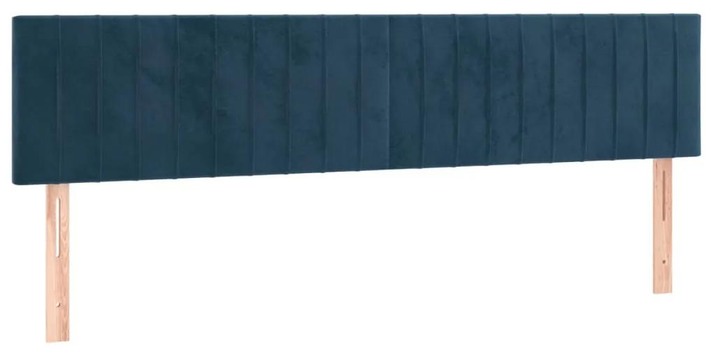 346268 vidaXL Tăblii de pat, 2 buc, albastru închis, 80x5x78/88 cm, catifea