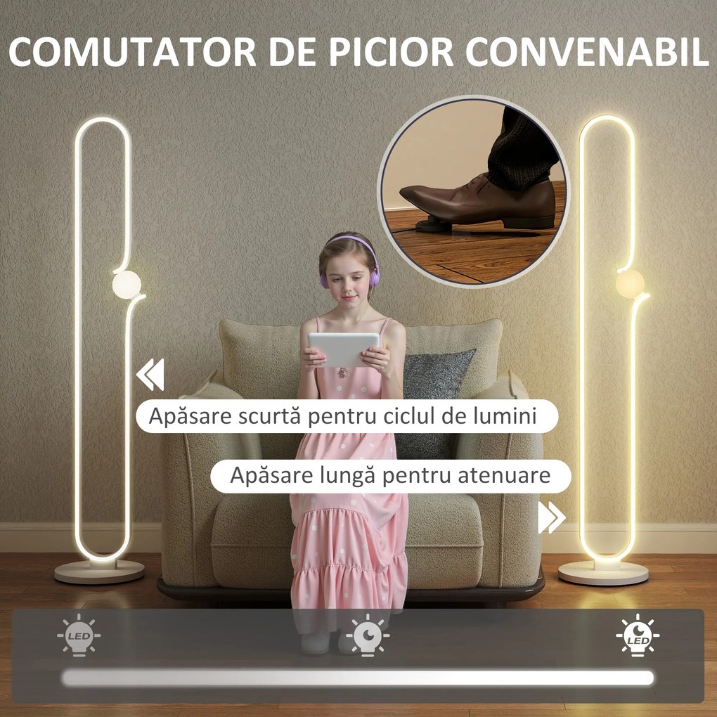 Lampă LED HOMCOM reglabilă cu comutator | Aosom Romania