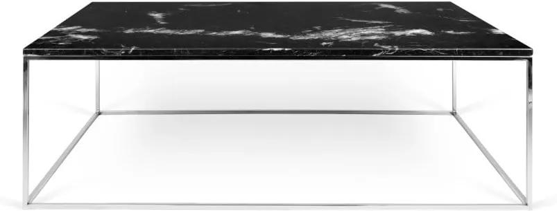 Măsuță din marmură cu picioare cromate TemaHome Gleam, 75 x 120 cm, negru