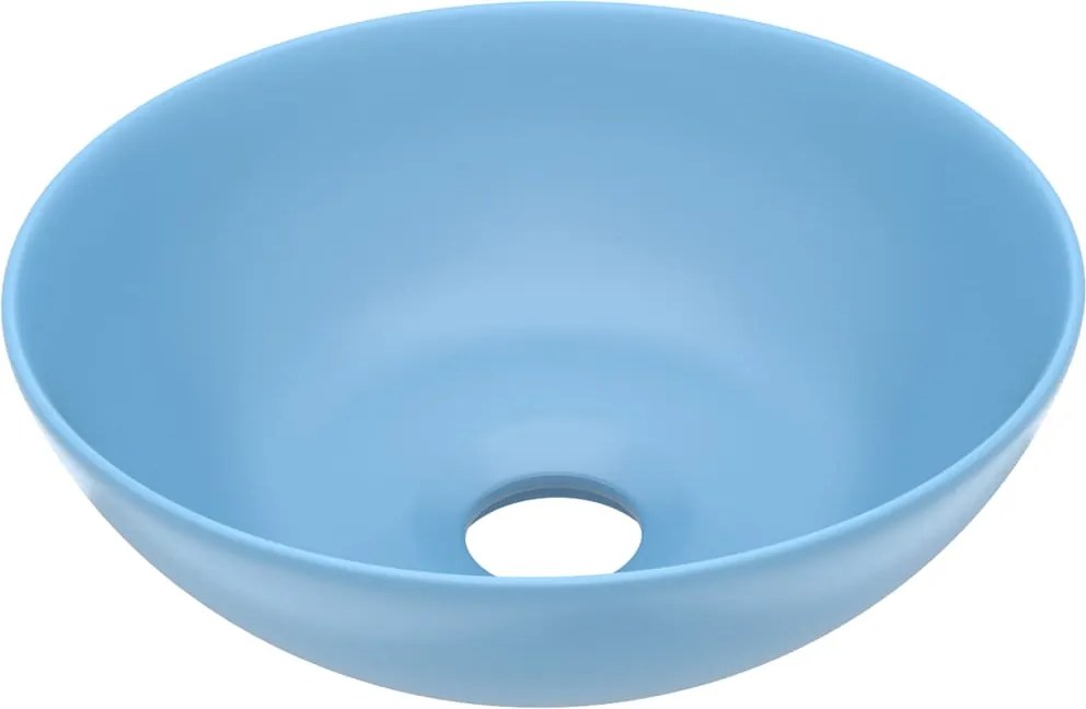 vidaXL Chiuvetă pentru baie, albastru deschis, ceramică, rotund