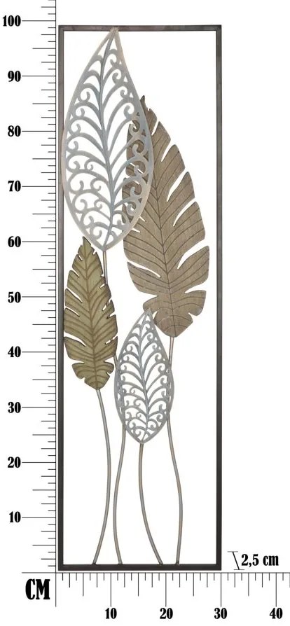 Mauro Ferretti Decoratiune de perete, frunze -B- CM 30,5X2,5X99,5