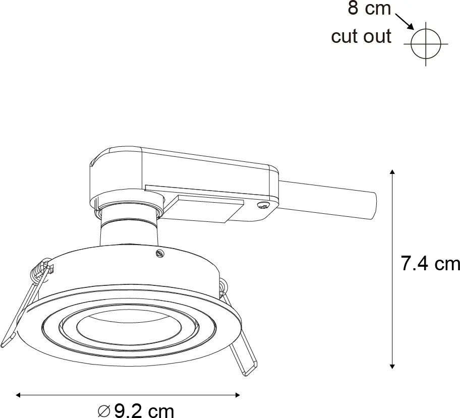 Spot modern integrat, metal gri-inchis, GU10, 50mm rotund, inclinabil - Rondoo