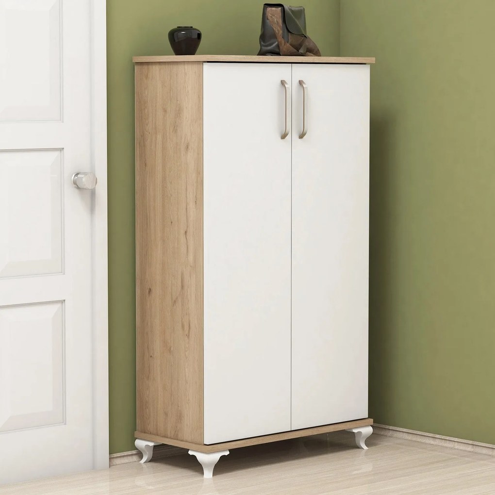 Comodă pentru pantofi Ari - Walnut, White