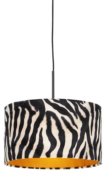 Lampă modernă cu pandantiv neagră cu abajur cu imprimeu zebră 35 cm - Combi