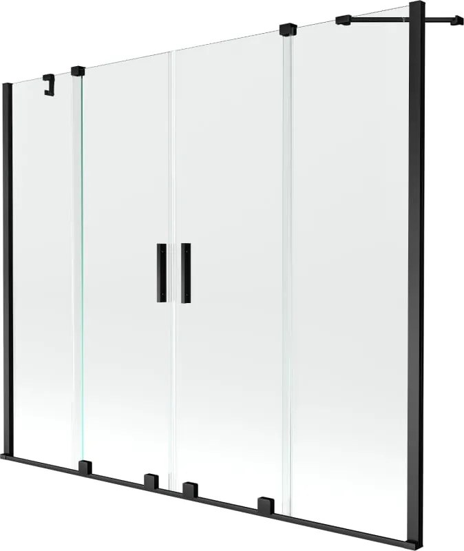 Mexen Velar Duo panou de cadă cu două aripi glisante 170 x 150 cm, transparent, negru - 896-170-000-02-70