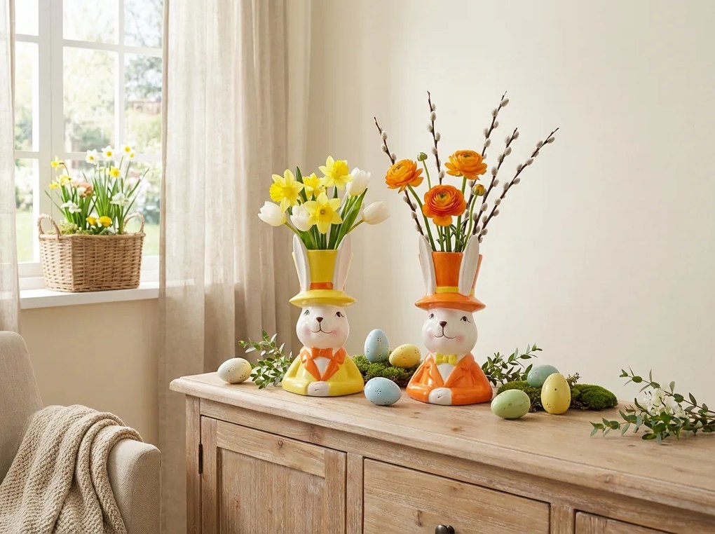 Vaza ceramica de Paste EASTER BUNNY 20 cm - mai multe culori Culoare: Portocaliu