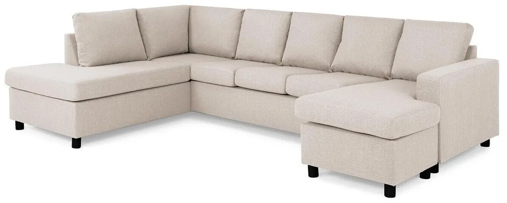 Colțar Scandinavian Choice C173Beige, Negru, 300x195x92cm, 130 kg, Picioare: Plastic