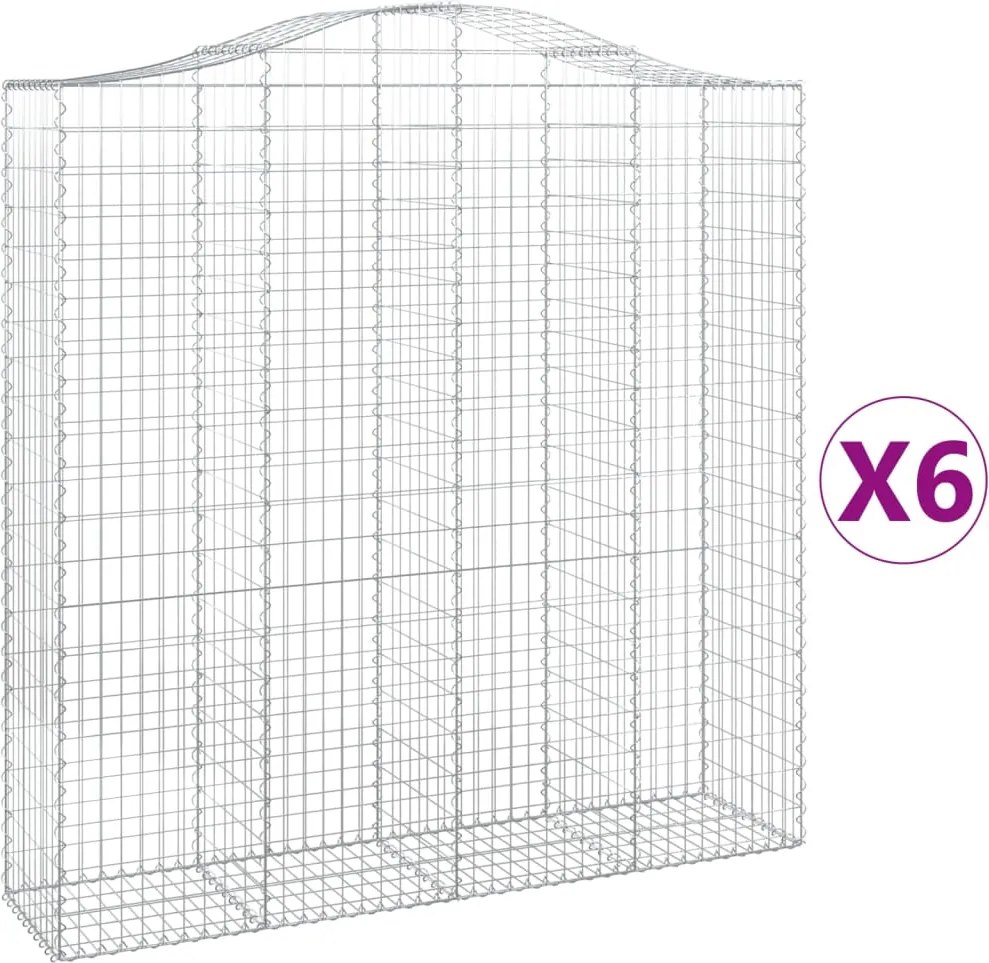 vidaXL Coșuri gabion arcuite, 6 buc 200x50x200/220 cm, fier galvanizat