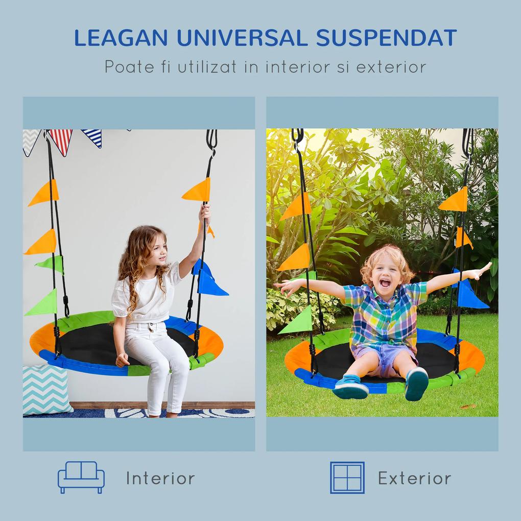 Leagan rotund Outsunny, pentru copii +3 ani, multicolor | Aosom RO