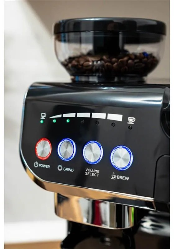 Espressor cu cafea boabe si capsule Oliver Voltz OV51171L8M, 2672W, 2 L, 5 adaptoare, 19 bar, Rasnita incorporata, Negru