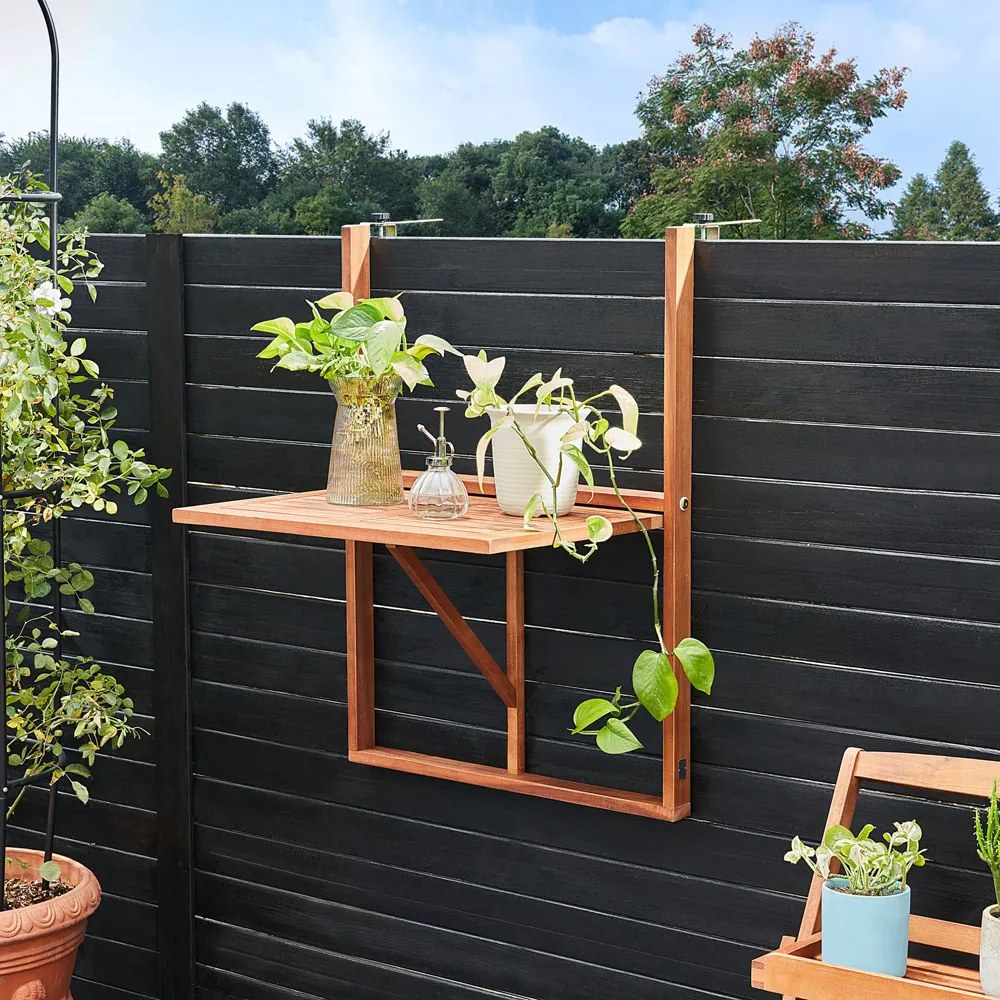 Masă suspendată pentru balcon HANS, 65x45x87cm, maro Casaria