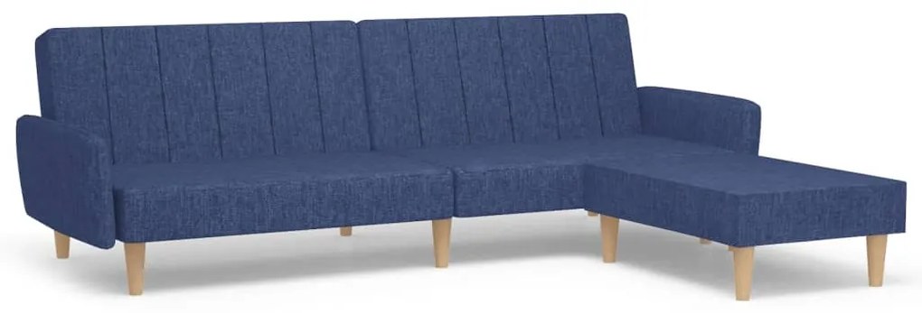 3080713 vidaXL Canapea extensibilă 2 locuri, cu taburet, albastru, textil