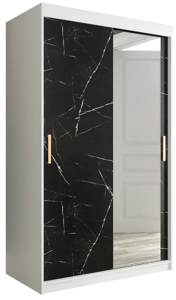 Dulap de haine 120 cm Marbelo T2 (mat alb + marmură neagră). 1064587