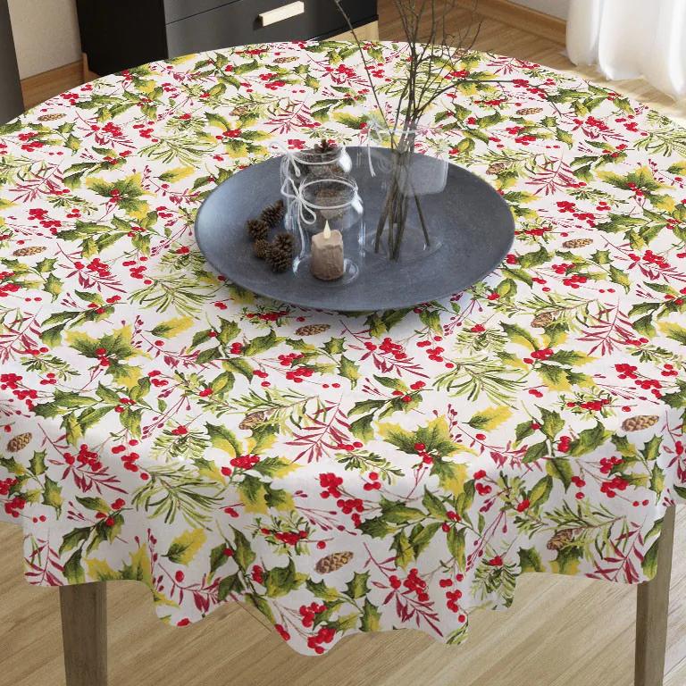 Goldea față de masă decorativă de crăciun loneta - model 242 - rotundă Ø 70 cm