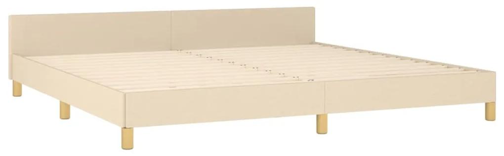 Cadru de pat cu tablie, crem, 200x200 cm, textil Crem, 200 x 200 cm, Benzi verticale
