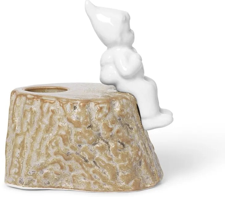 Suport pentru lumânări de Crăciun din porțelan și gresie Kähler Design, lungime 9 cm